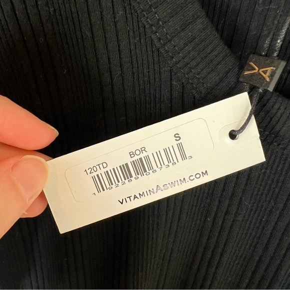 NWT Vitamin A Catalina Midi Tee Black Ribbed Dress Size S - Picture 5 of 7